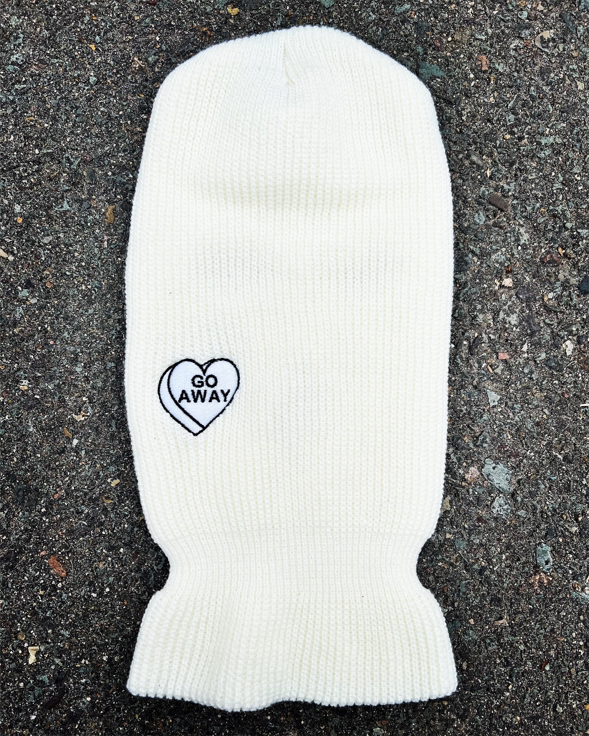 GO AWAY Goth Heart Bedazzled Ski Mask with Backlash