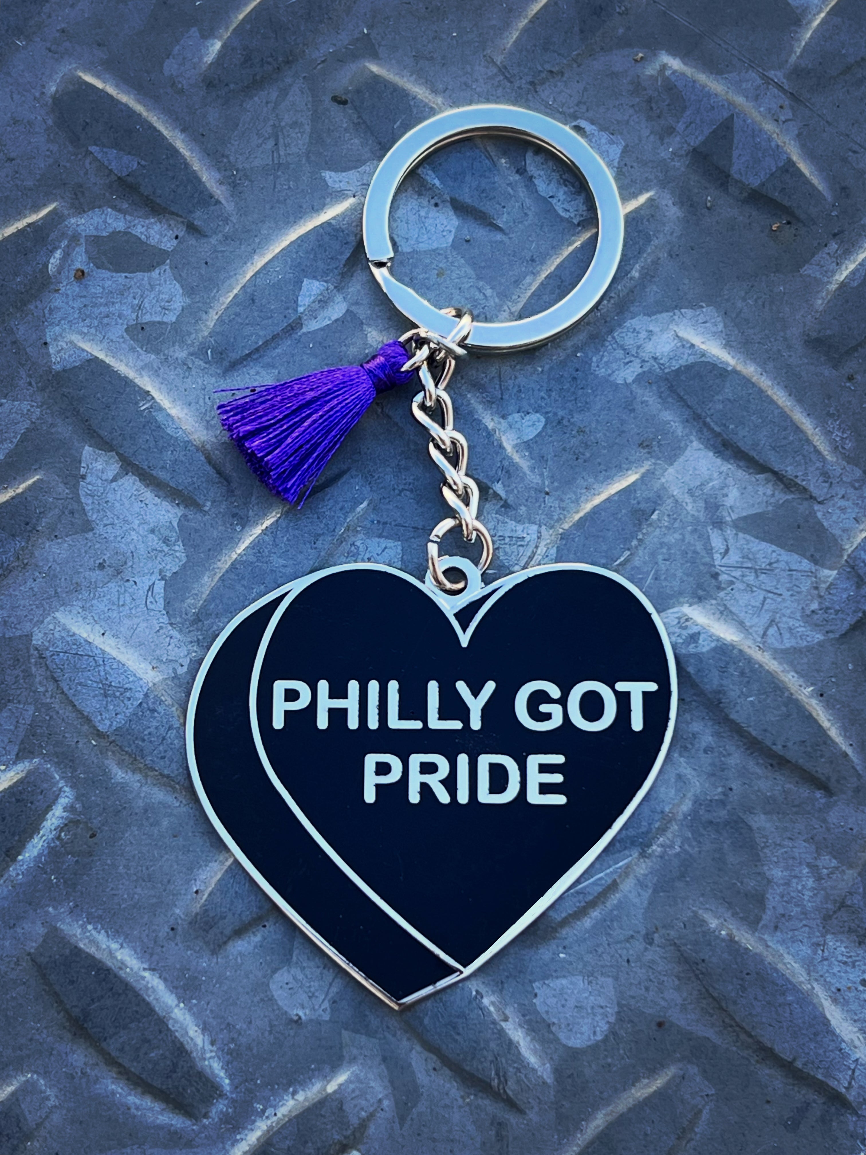 PHILLY GOT PRIDE Embellished Keychain Bag Charm BIG Gold or Silver
