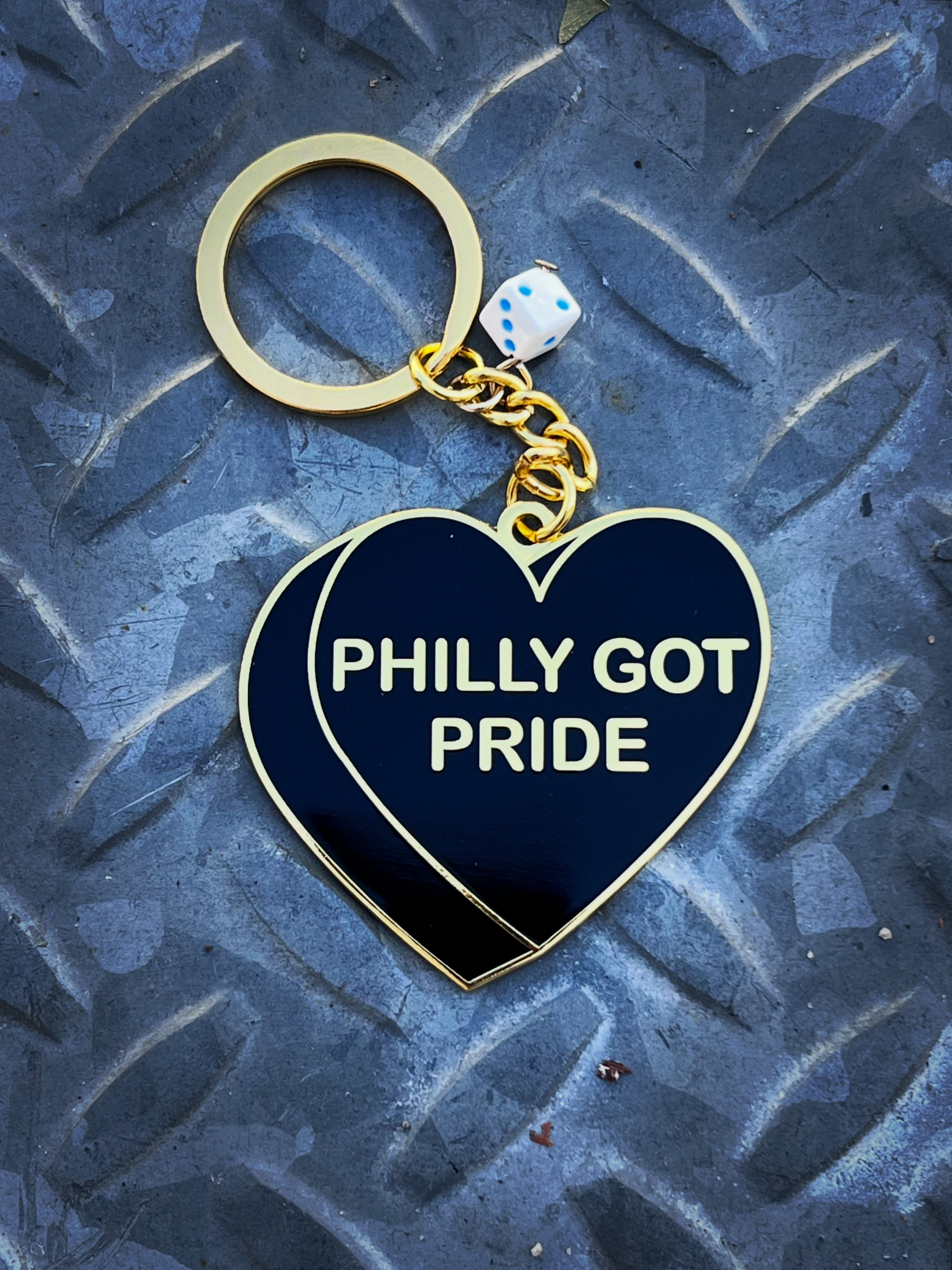 PHILLY GOT PRIDE Embellished Keychain Bag Charm BIG Gold or Silver