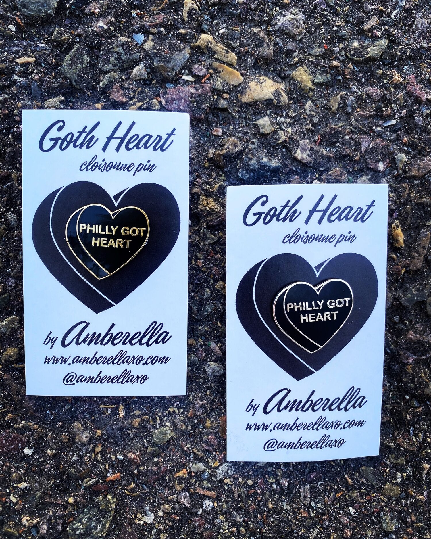 Goth or Power Heart Hard Enamel Cloisonne Pin