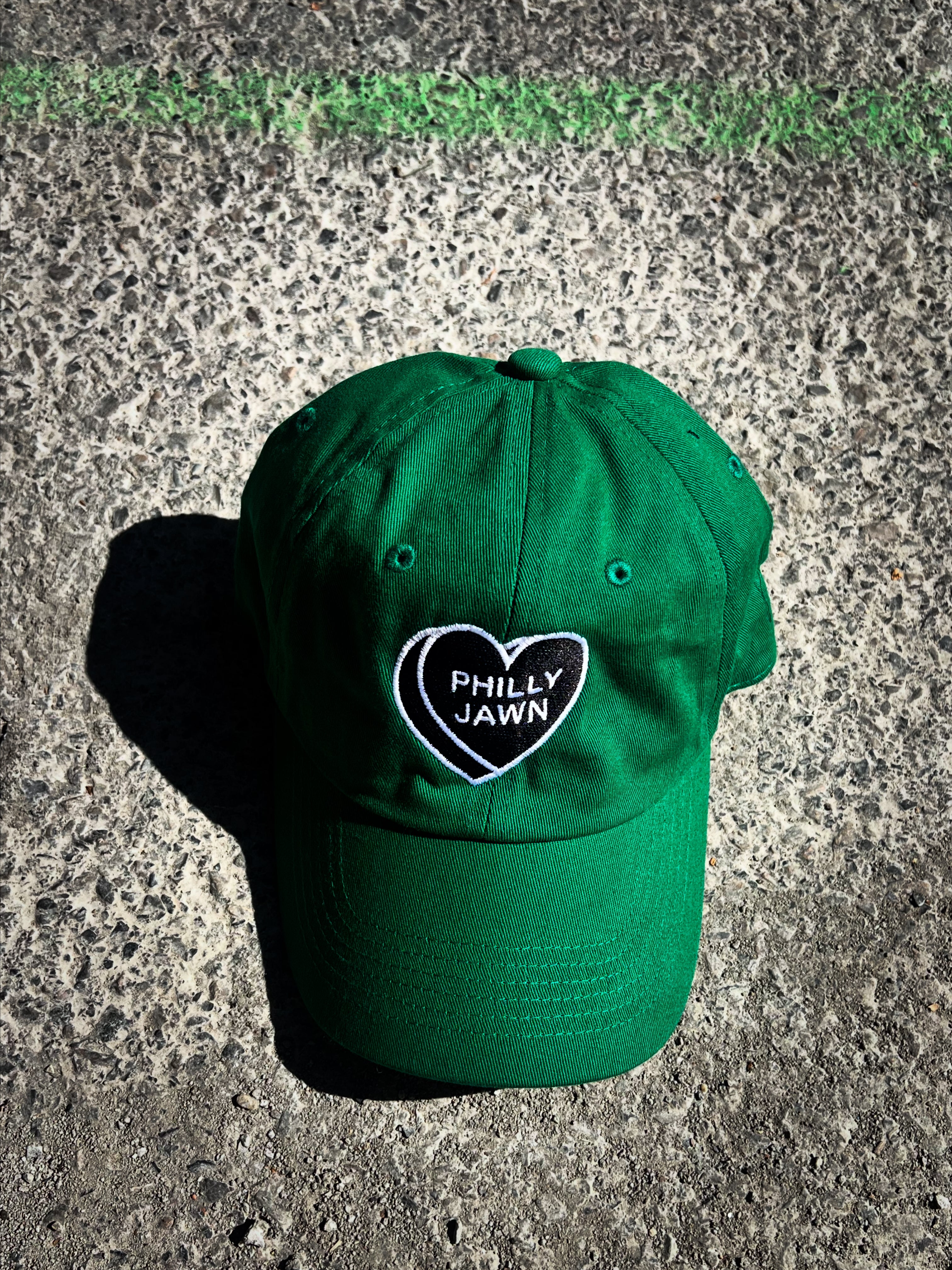PHILLY JAWN 🖤 EAGLES Green Clean Cut Dad Hat w/ Embroidered Heart