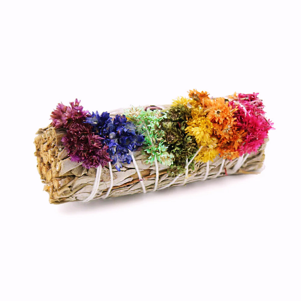 Chakra Flower Adorned White Sage Bundle