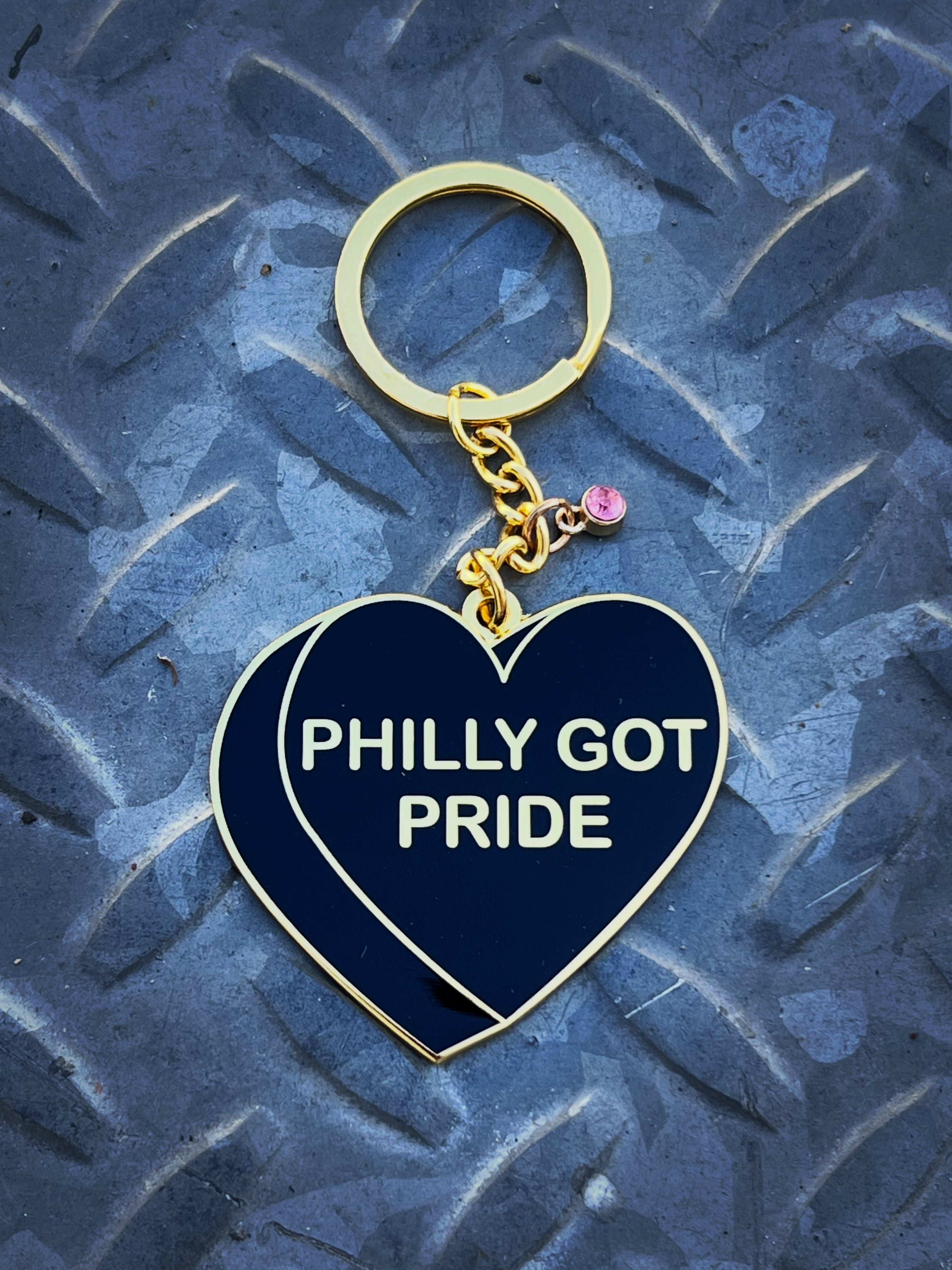PHILLY GOT PRIDE Embellished Keychain Bag Charm BIG Gold or Silver